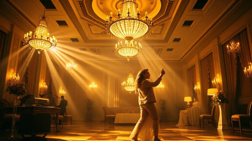 Sala de baile, casal dançando, evento especial